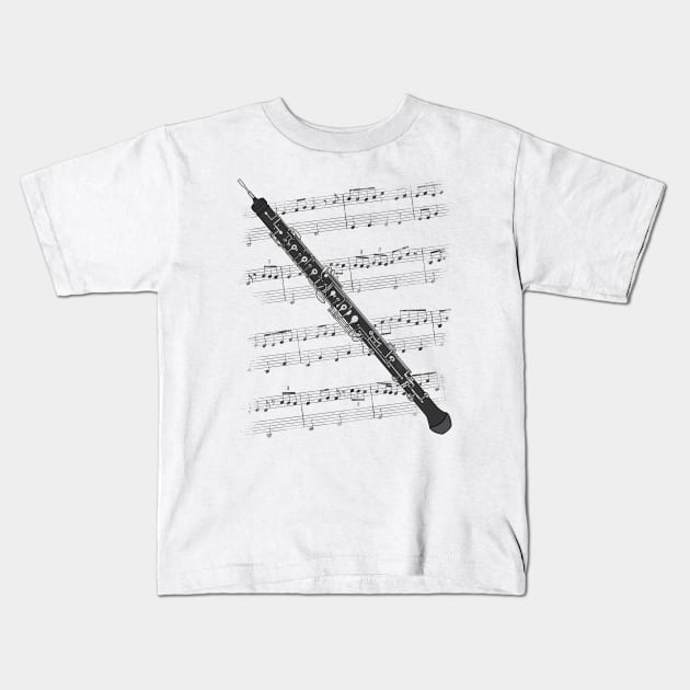 Oboe Player Oboist Woodwind Musician Kids T-Shirt by doodlerob